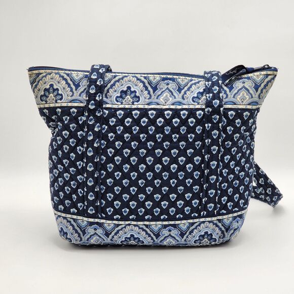 Vera Bradley Vintage 2000s Nantucket Navy Blue Quilted Tote Shoulder Bag - Picture 2 of 12